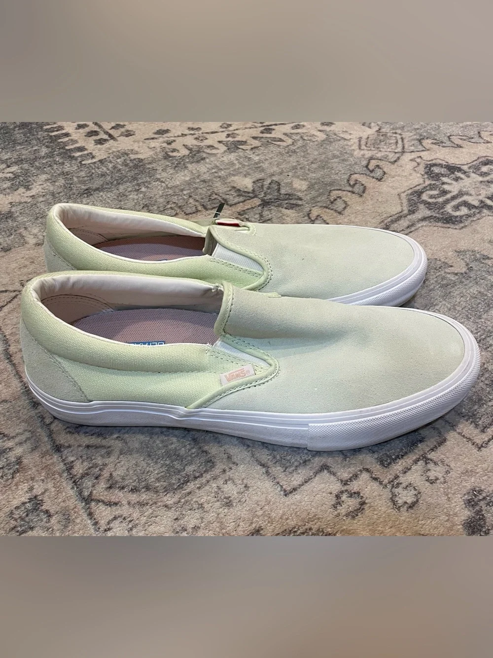 Vans Men’s Pro Ambrosia Slip-On Sneakers — Light Green & White New Without Box